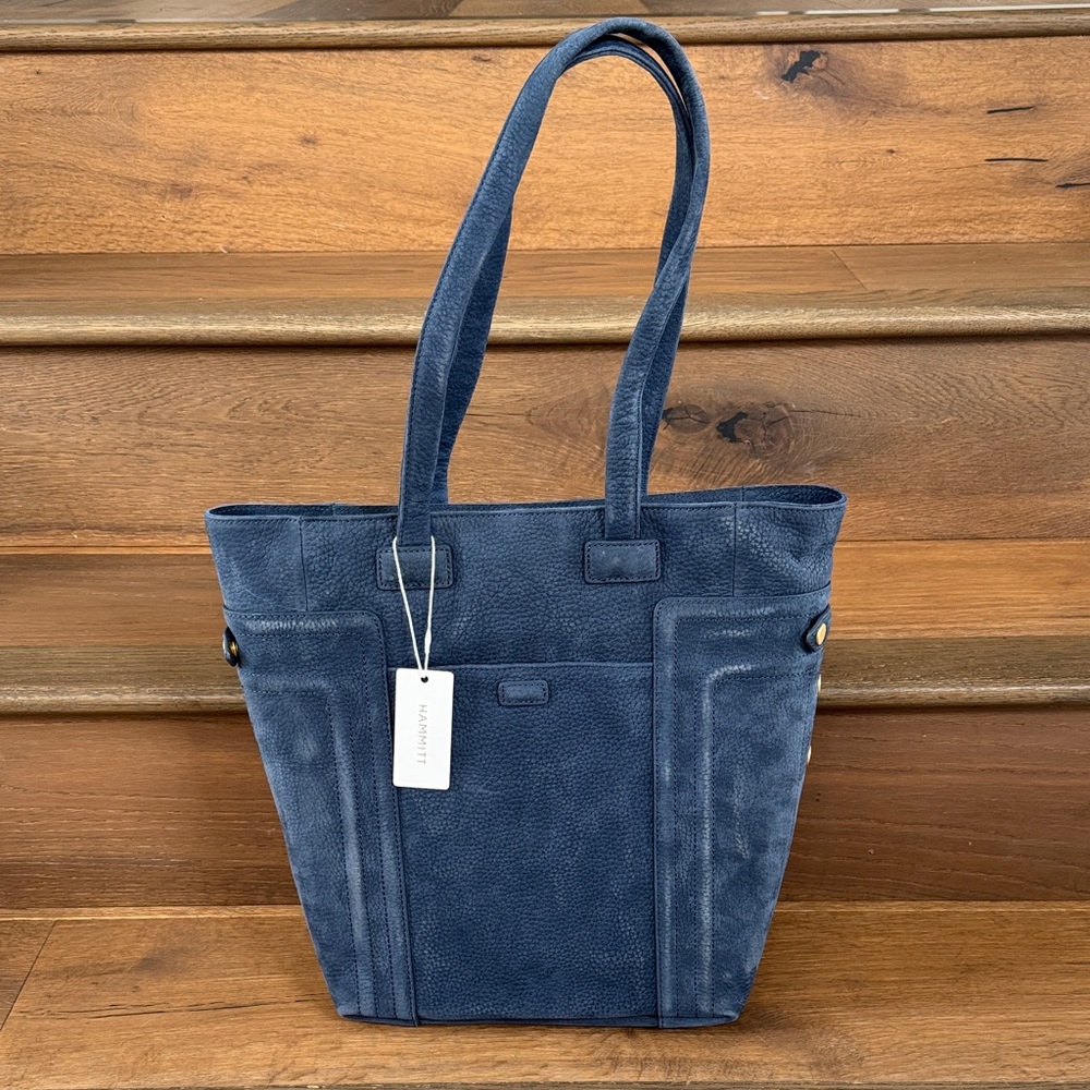 Hammitt Otis Tote Skies Nubuck Leather Blue Brushed Gold NWT